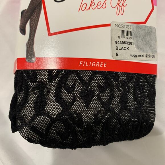 Spanx Womens Patterned Shaping Tights Size E NEW Black Filigree Slimming Control - Picture 4 of 7